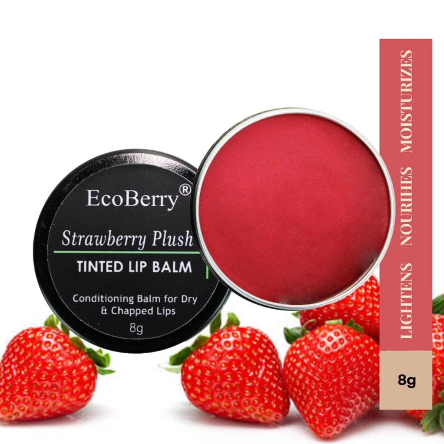 Ecoberry Strawberry Plush Tinted Lip Balm