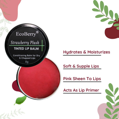 Ecoberry Strawberry Plush Tinted Lip Balm