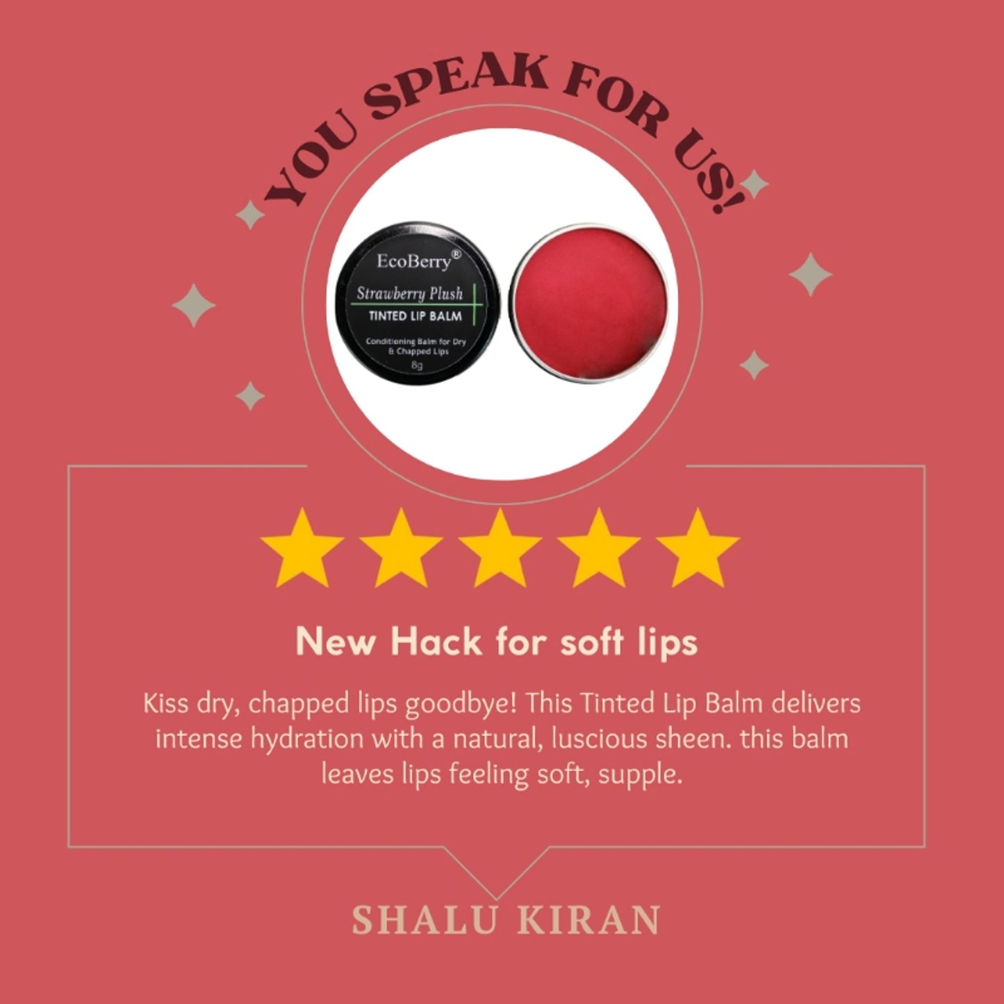 Ecoberry Strawberry Plush Tinted Lip Balm
