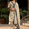 Dhiyona IE V Neck Floral Embroidered Thread Work Pure Cotton Kurta with Trouser & Dupatta