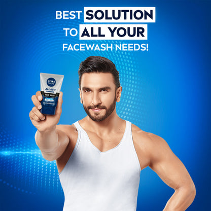 NIVEA MEN Face Wash, All in 1 Charcoal, to Detoxify & Refresh Skin with 10x Vitamin C Effect