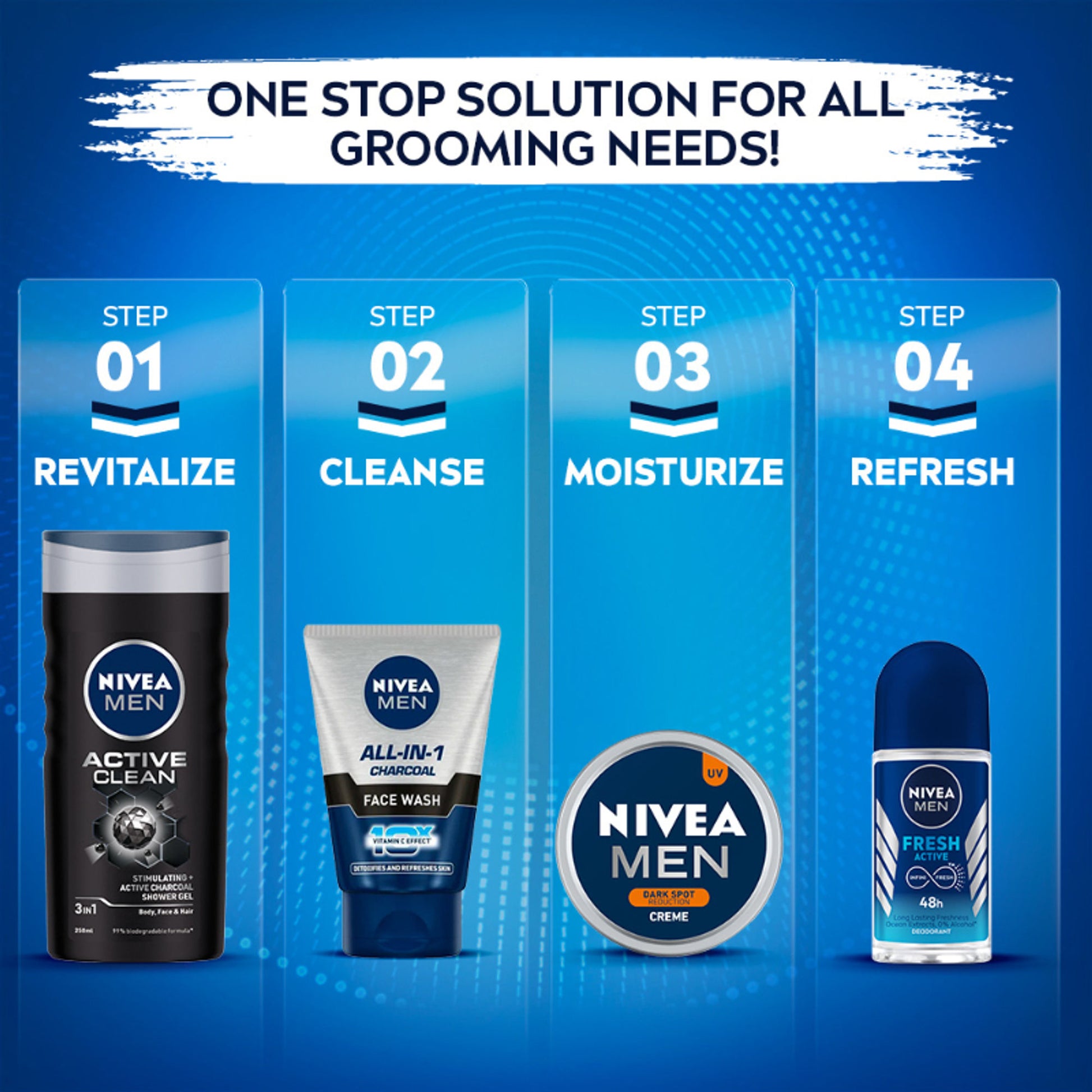 NIVEA MEN Face Wash, All in 1 Charcoal, to Detoxify & Refresh Skin with 10x Vitamin C Effect