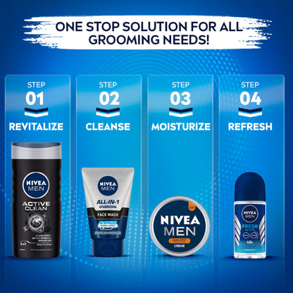 NIVEA MEN Face Wash, All in 1 Charcoal, to Detoxify & Refresh Skin with 10x Vitamin C Effect
