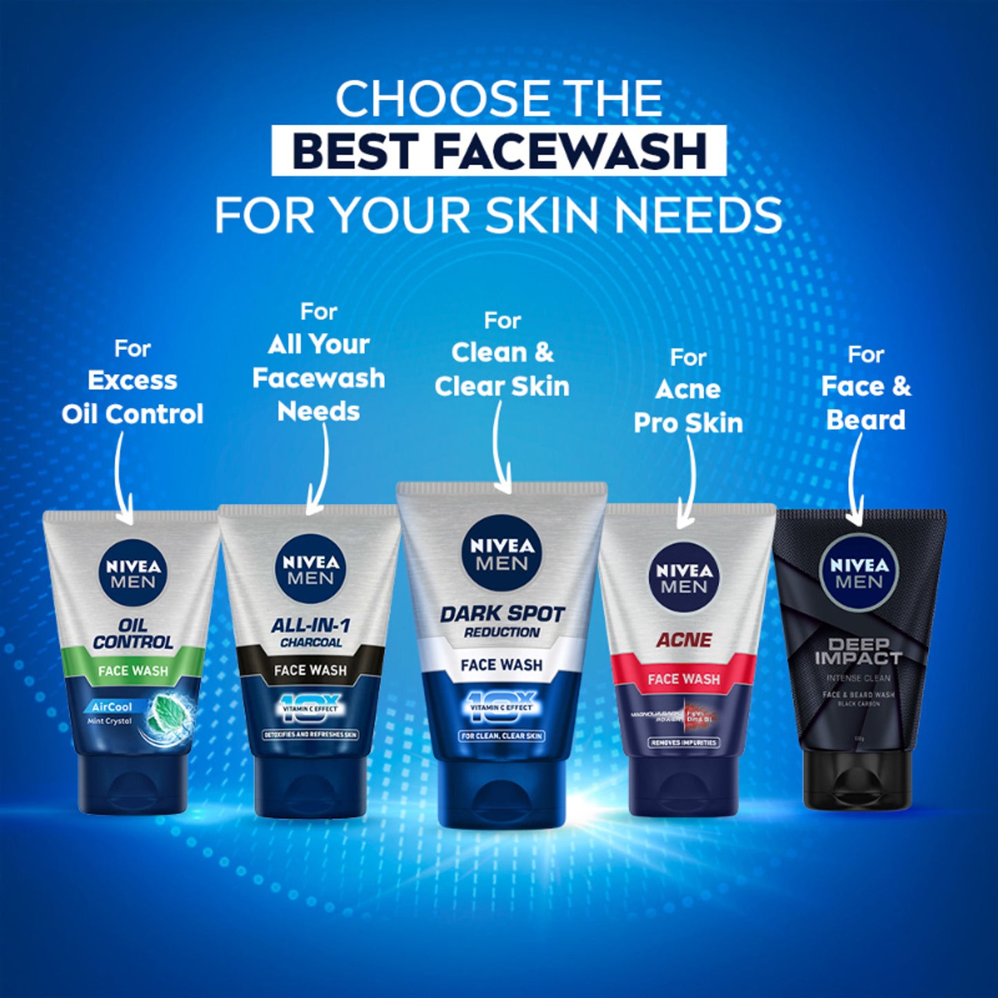 NIVEA MEN Face Wash, All in 1 Charcoal, to Detoxify & Refresh Skin with 10x Vitamin C Effect