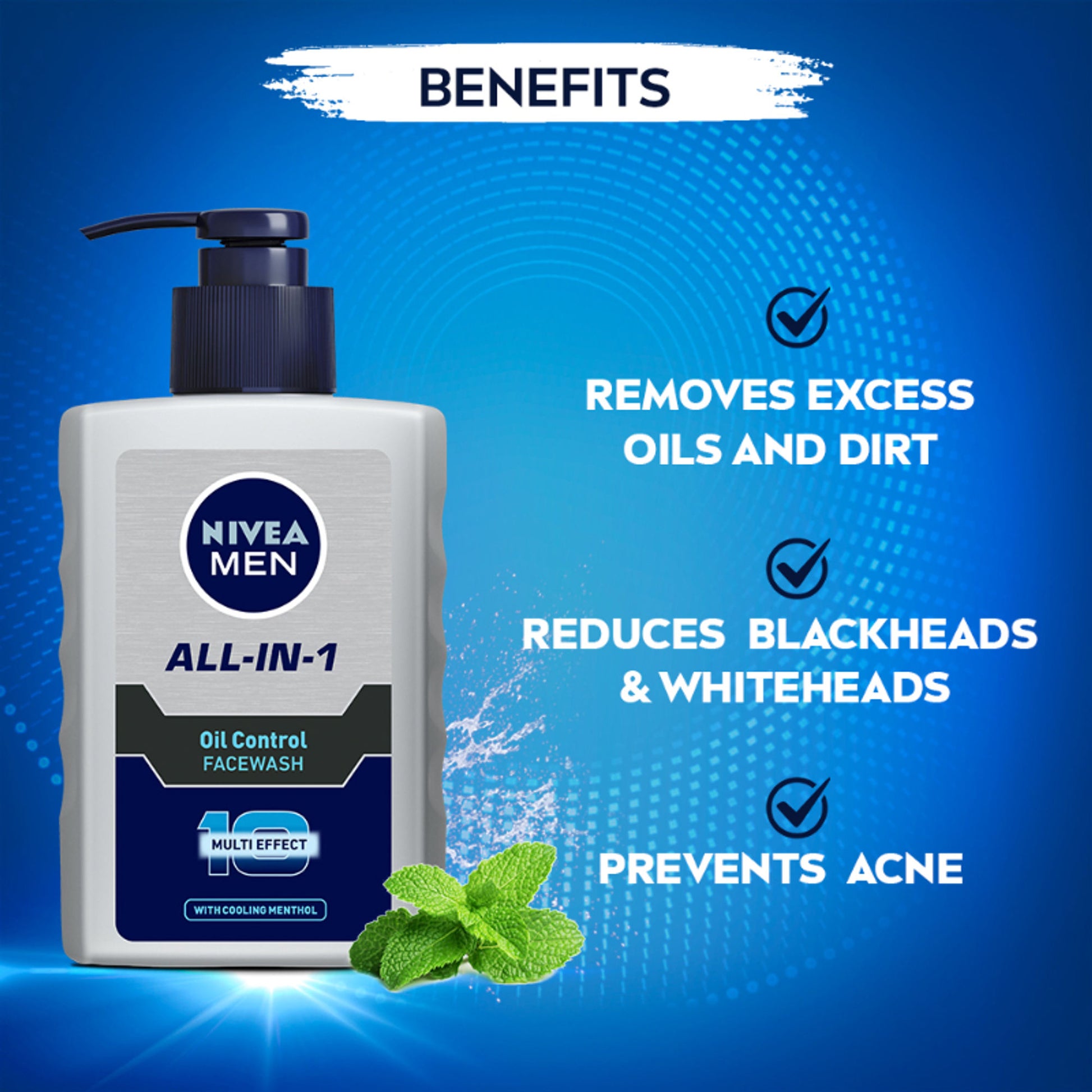 NIVEA Men Face Wash, Oil Control for 12hr Oil Control with 10x Vitamin C Effect