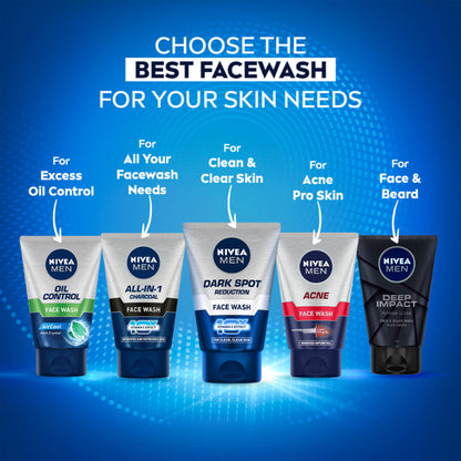 NIVEA MEN Face Wash for Oily Skin, Oil Control for 12hr Oil Control with 10x Vitamin C Effect