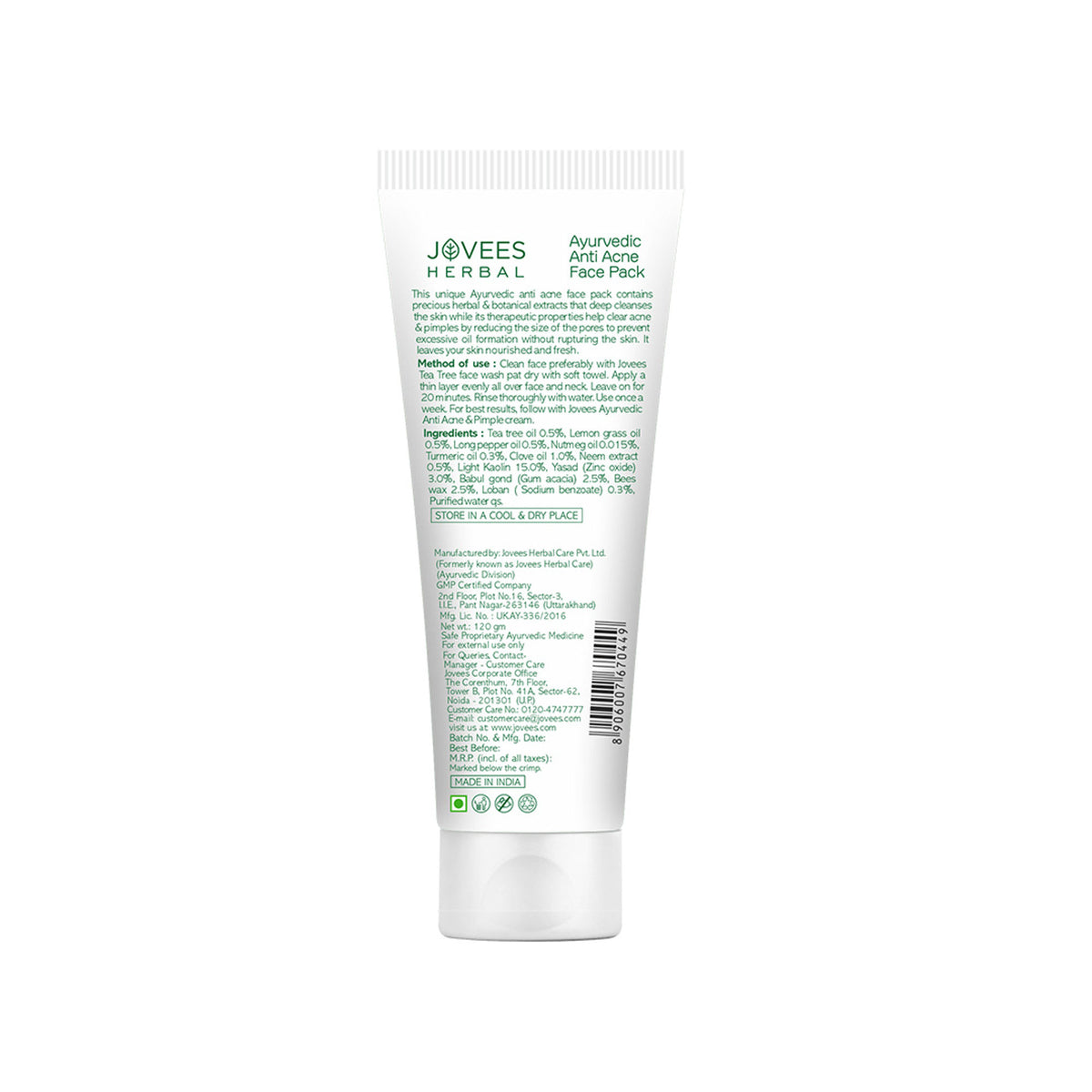 Jovees Antiseptic Anti Acne Face Pack Tea Tree & Clove
