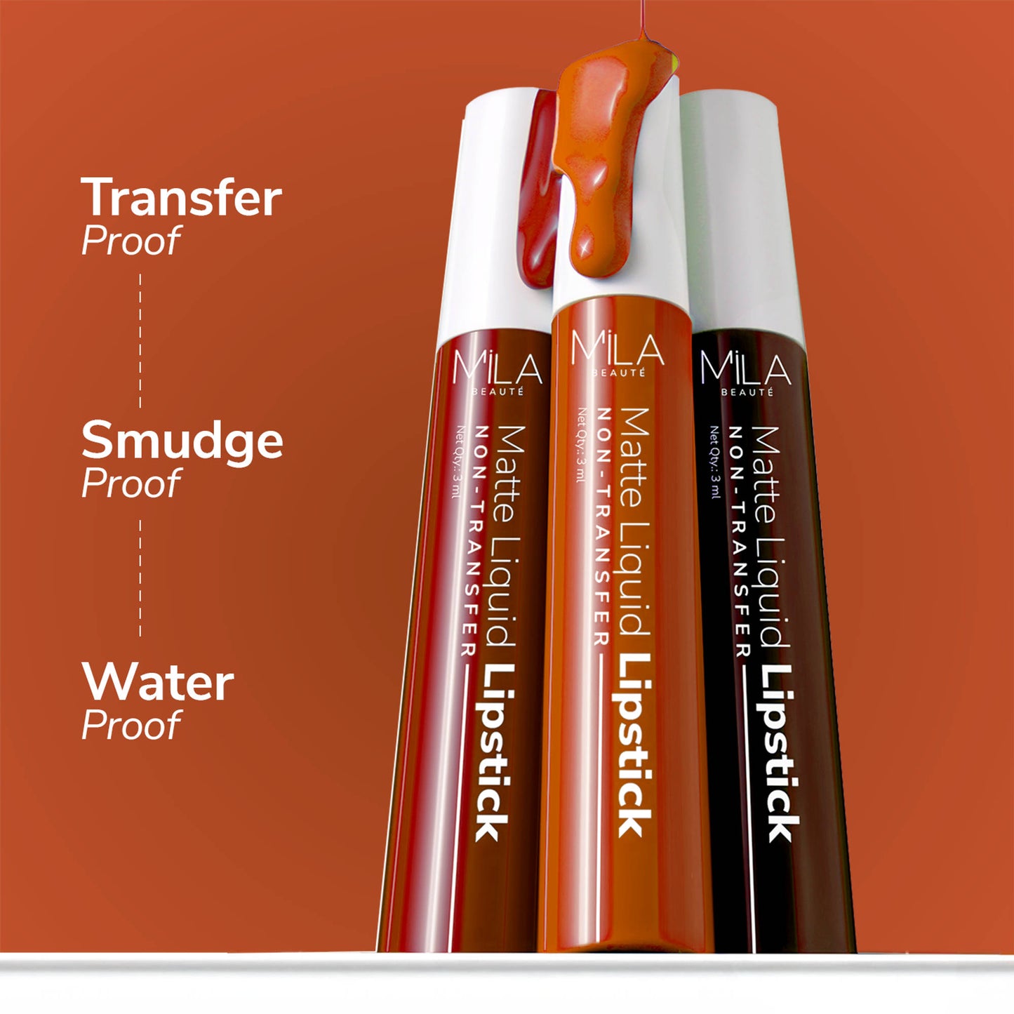 Mila Beauté Non Transfer Nudes & Browns Liquid Lipstick Set Of 3 Matte Finish