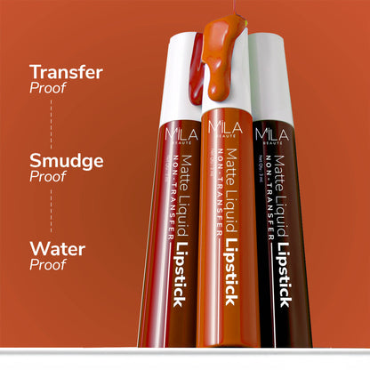 Mila Beauté Non Transfer Nudes & Browns Liquid Lipstick Set Of 3 Matte Finish