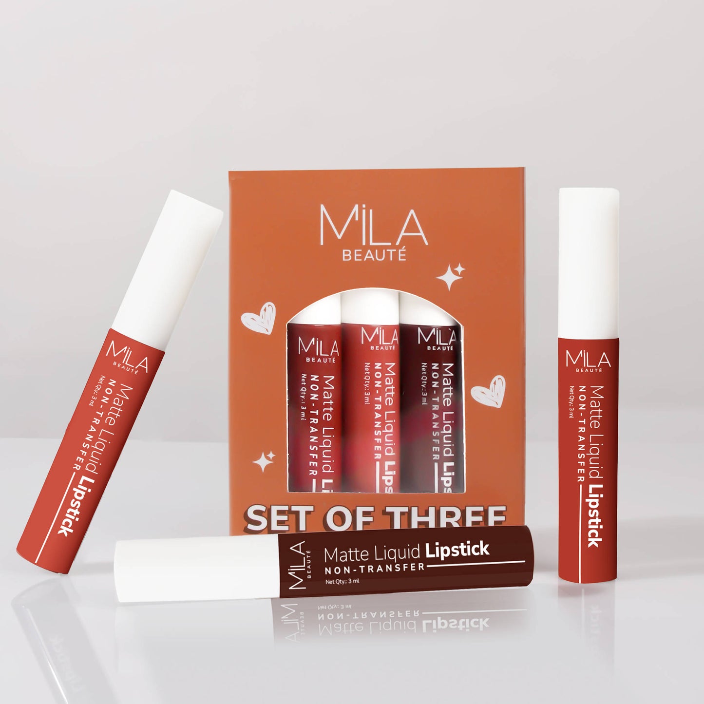 Mila Beauté Non Transfer Nudes & Browns Liquid Lipstick Set Of 3 Matte Finish