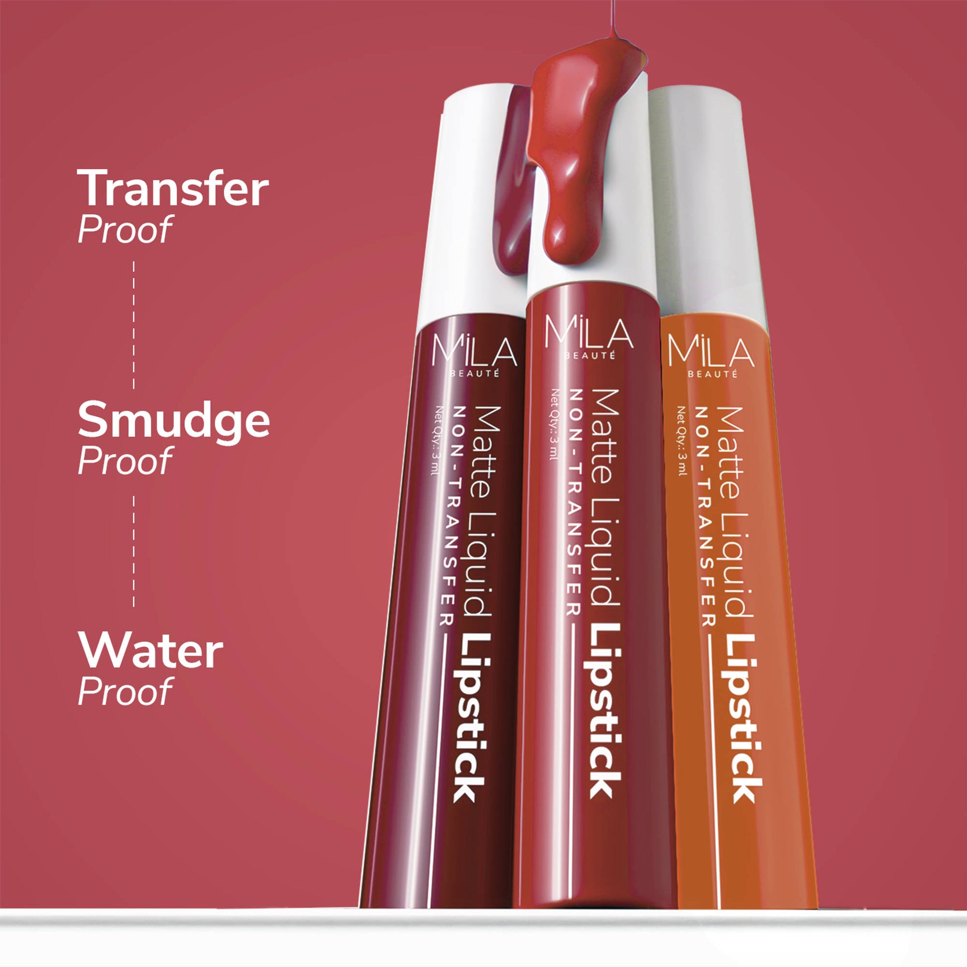 Mila Beauté Non Transfer Mauves & Pinks Liquid Lipstick Set Of 3 Matte Finish