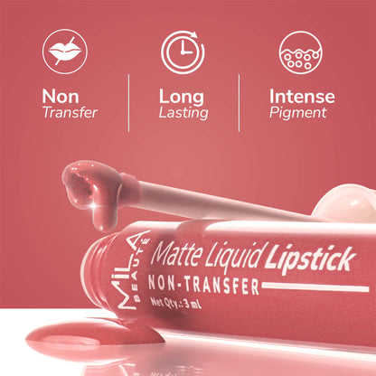 Mila Beauté Non Transfer Mauves & Pinks Liquid Lipstick Set Of 3 Matte Finish