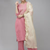Dhiyona IE Women Pink Floral Yoke Design Regular Gotta Patti Kurta with Trousers & With Dupatta
