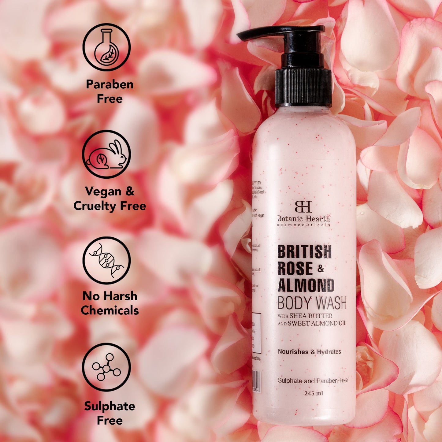 Botanic Hearth British Rose & Almond Body Wash