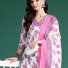 Dhiyona IE Floral Printed Pure Cotton Kurta With Palazzos & Dupatta