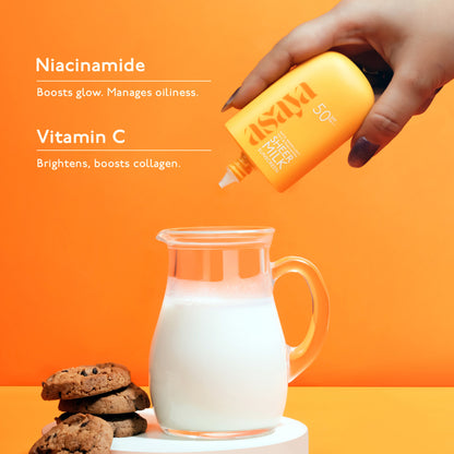 Asaya In-Vivo Tested Sheer Milk Sunscreen SPF 50 PA++++ for Brightening & No White Cast