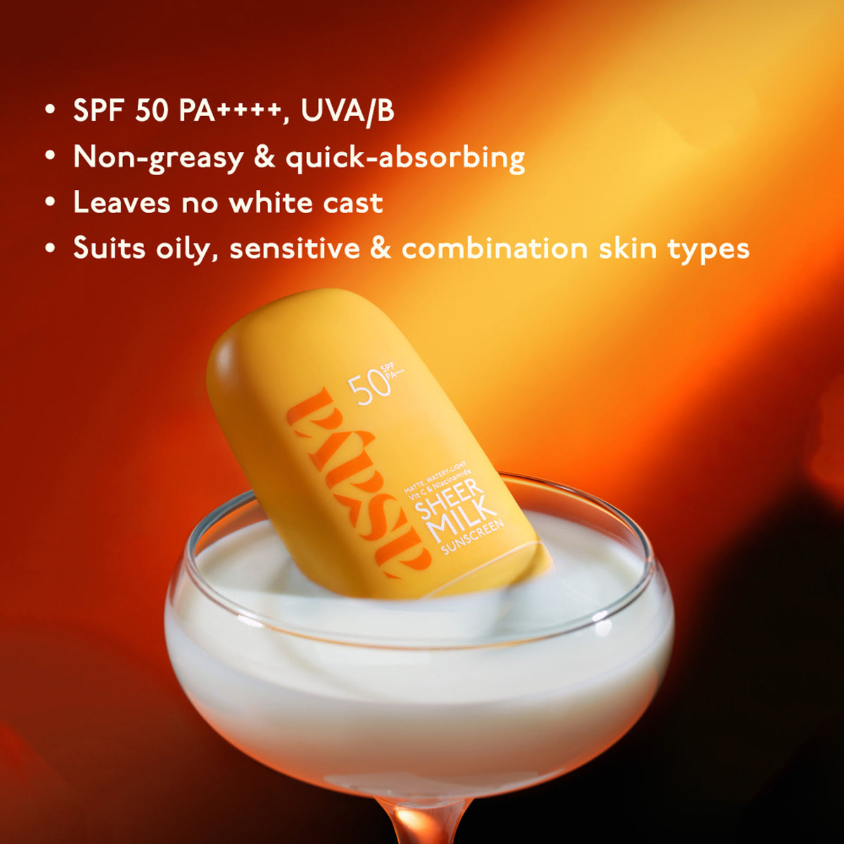 Asaya In-Vivo Tested Sheer Milk Sunscreen SPF 50 PA++++ for Brightening & No White Cast