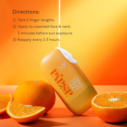 Asaya In-Vivo Tested Sheer Milk Sunscreen SPF 50 PA++++ for Brightening & No White Cast