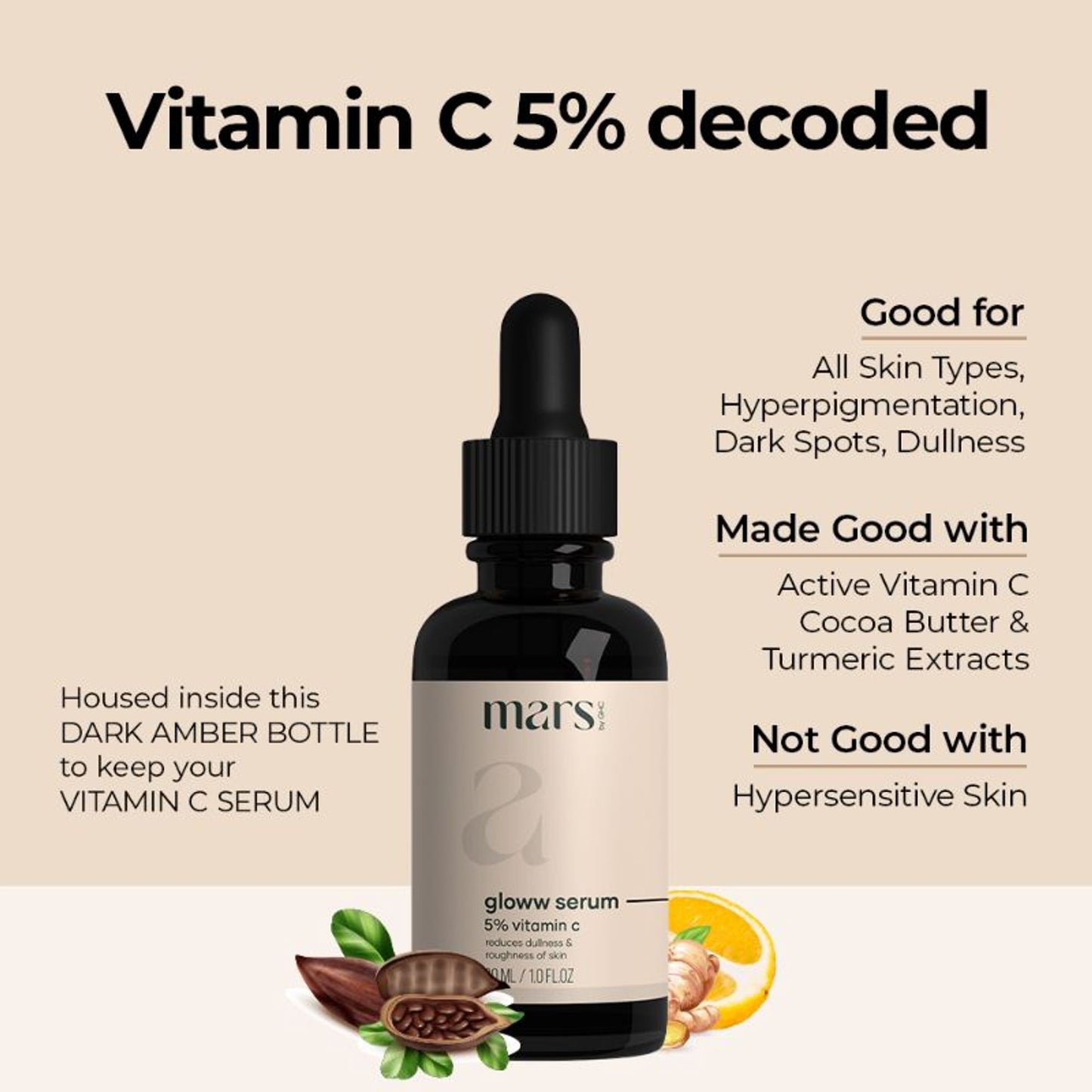 Mars by GHC Vitamin C Face Serum With 5% Niacinamide For Dry & Sensitive Skin