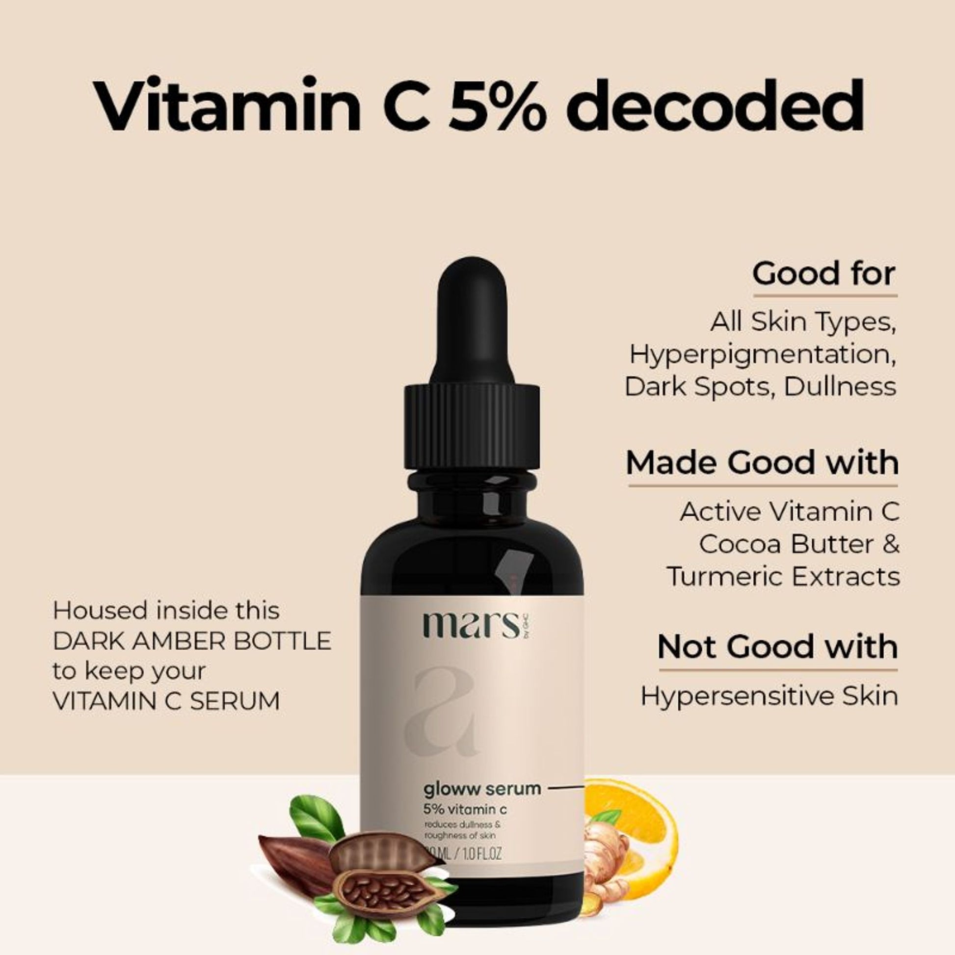 Mars by GHC Vitamin C Face Serum With 5% Niacinamide For Dry & Sensitive Skin
