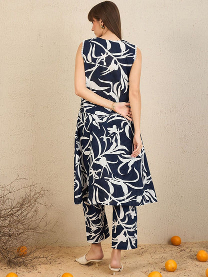 Dhiyona IE Floral Printed Pure Cotton Tunic & Trousers
