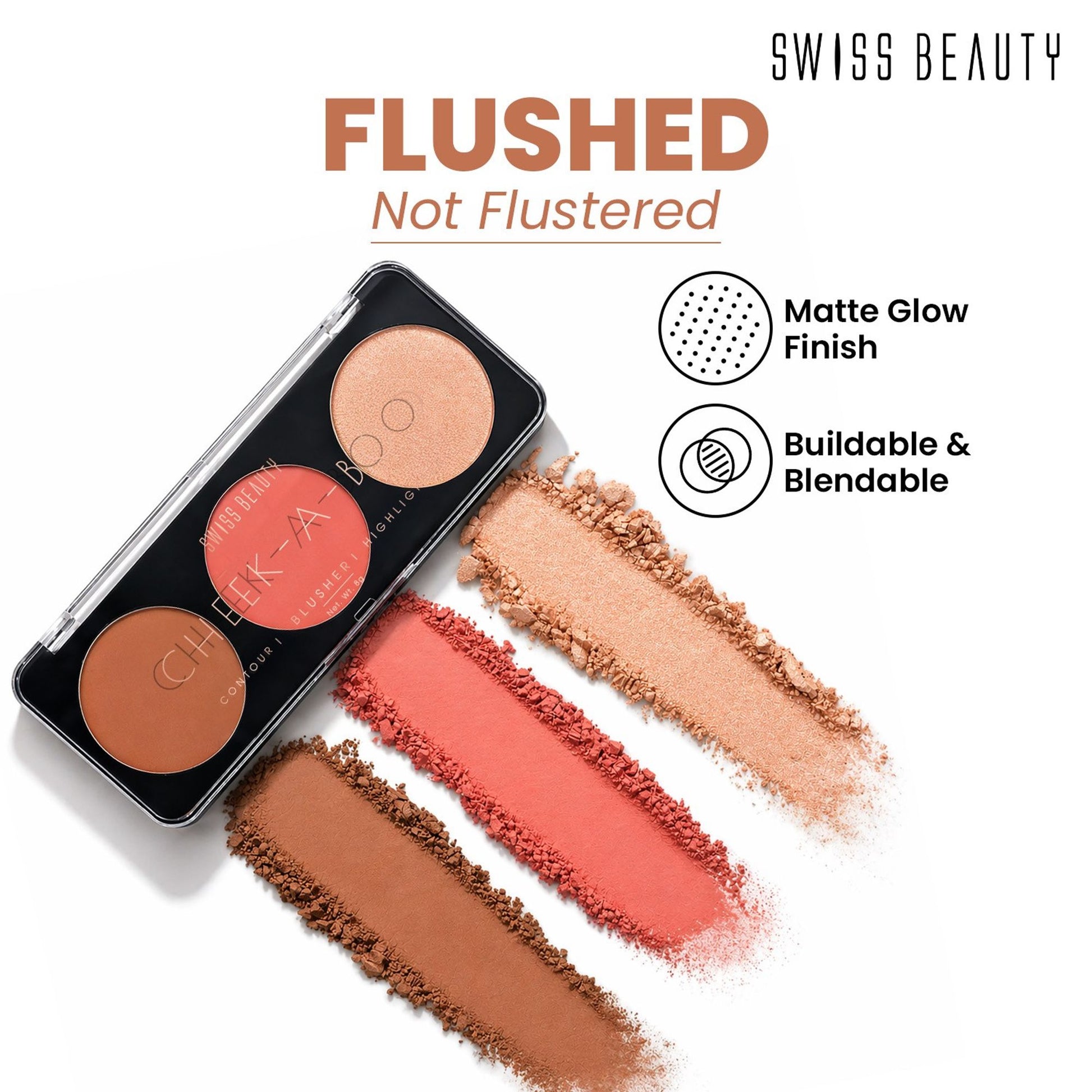 Swiss Beauty Cheek-A-Boo 3 In One Blushe Contour And Highlighter - 2