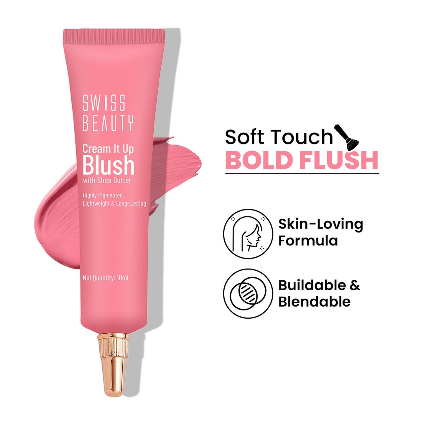 Swiss Beauty Cream It Up Blusher With Shea Butter , Multi-Functional , Matte Finish - 1 Rosy Cheeks