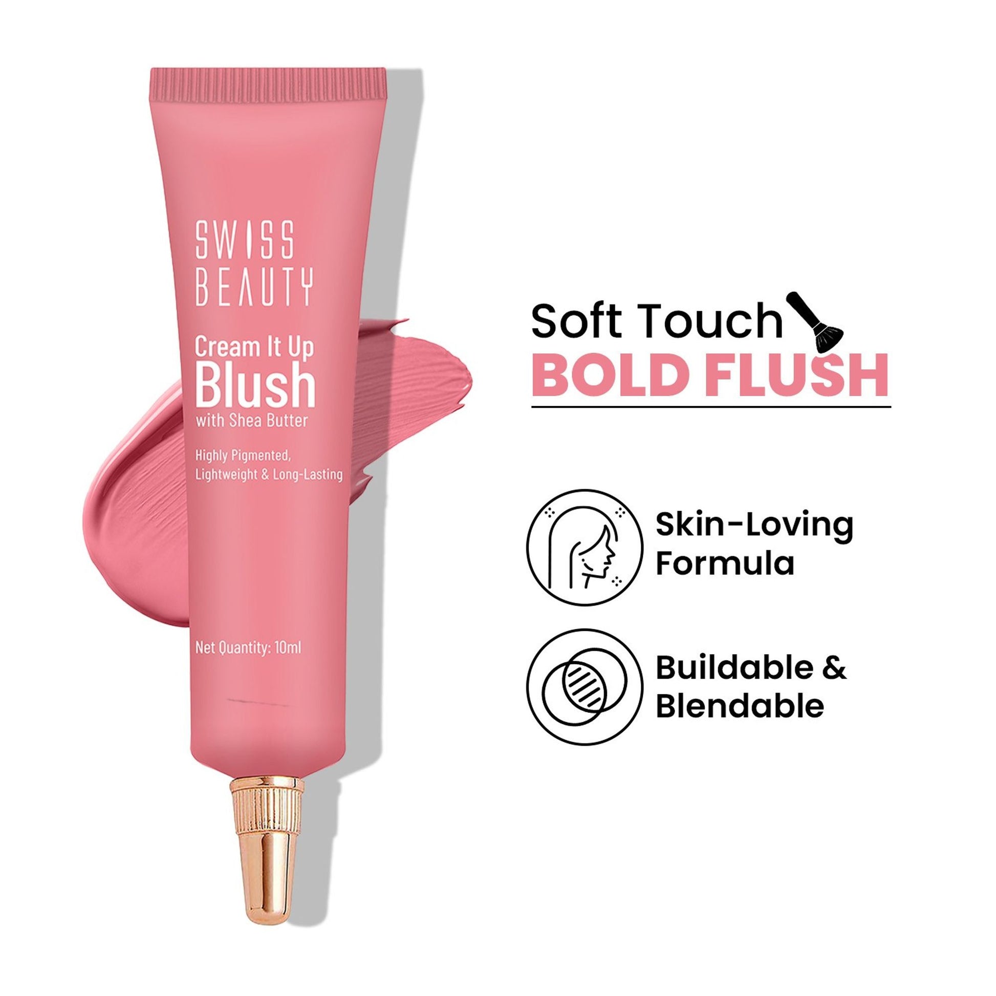 Swiss Beauty Cream It Up Blusher With Shea Butter , Multi-Functional , Matte Finish - 3 Cheeky Peach