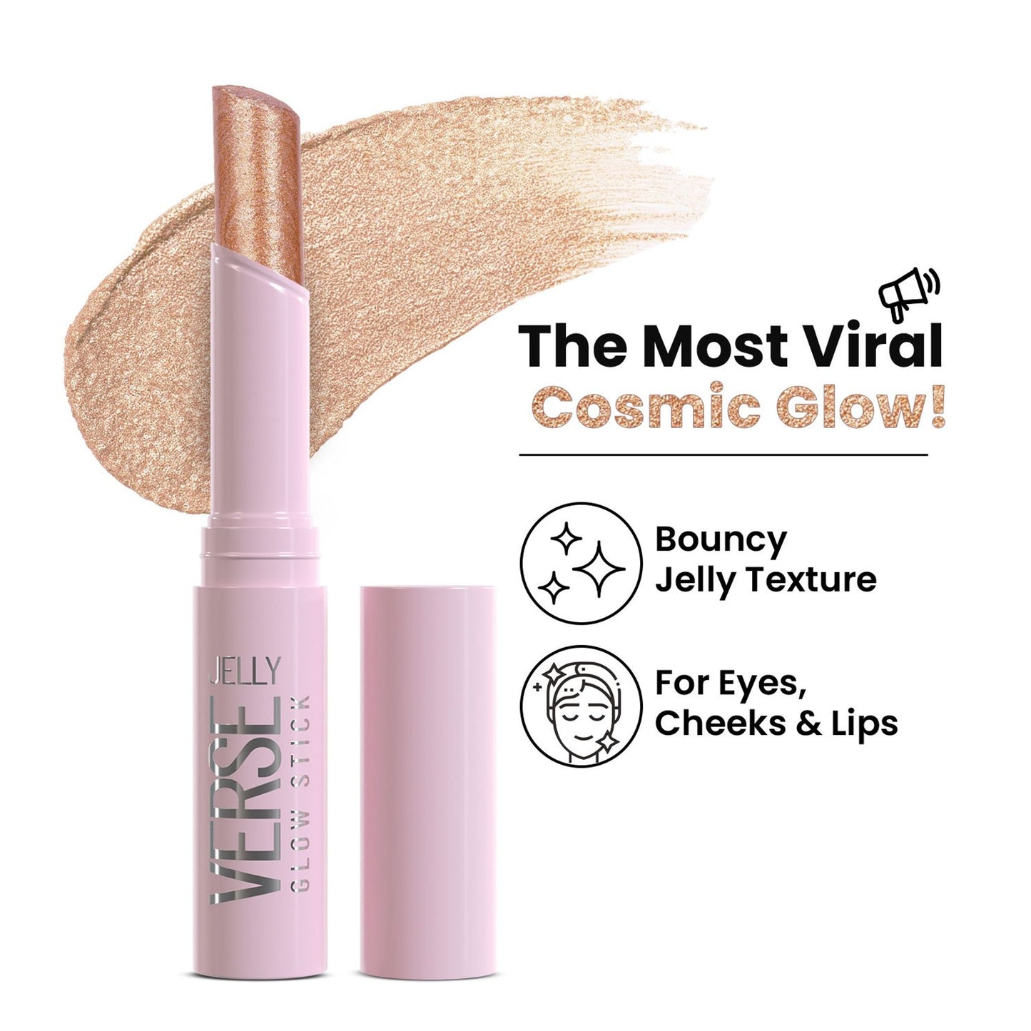 Swiss Beauty Jelly Verse Glow Eyeshadow Stick , Rich Color Payoff, Crease-Proof - Solar Flash