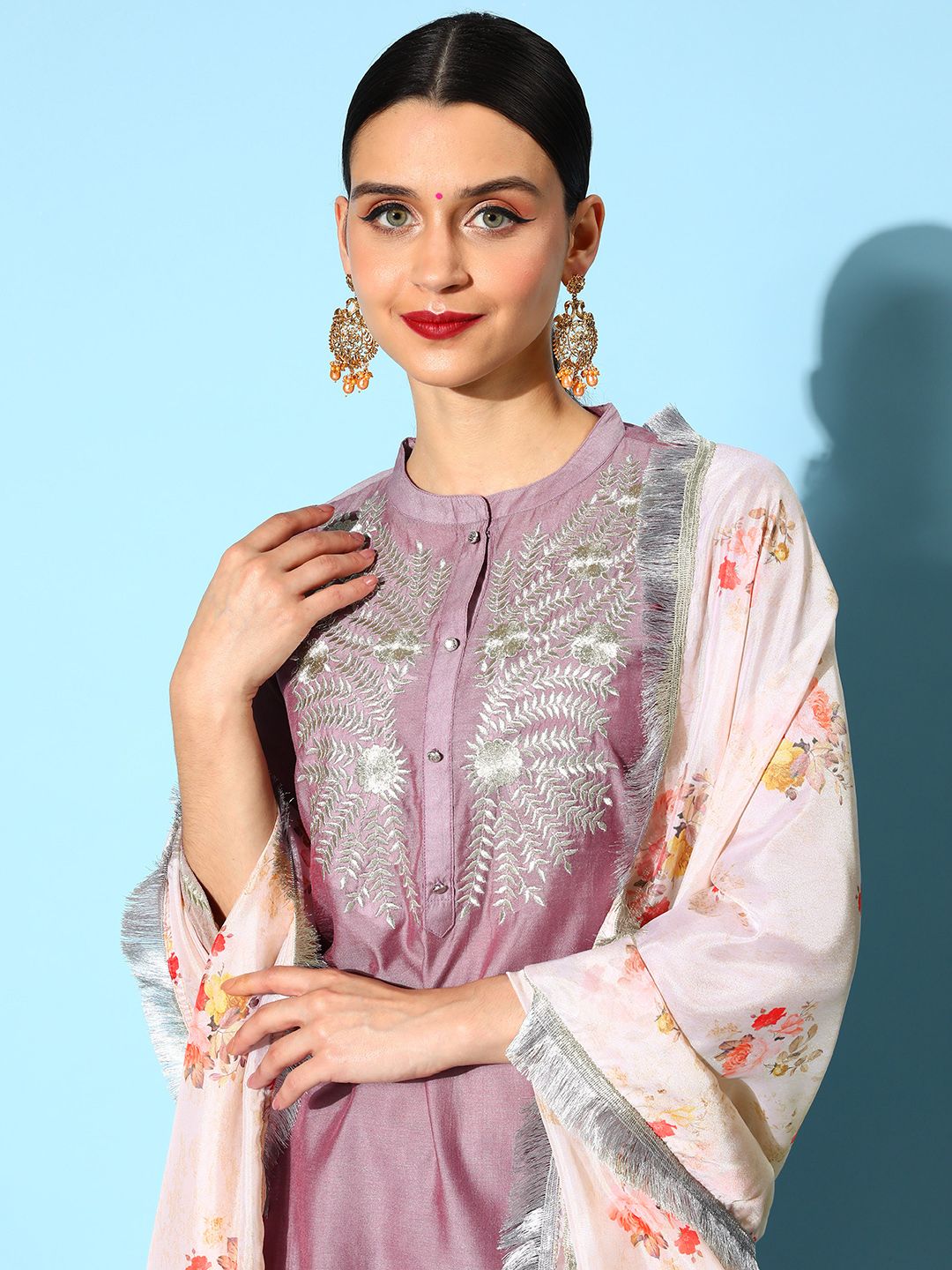 Indyancart VA Women's Woven Design Chanderi Silk Hyper Texture Kurta Set