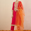 Dhiyona IE Ethnic Motifs Embroidered Sequinned Straight Kurta With Trousers & Dupatta