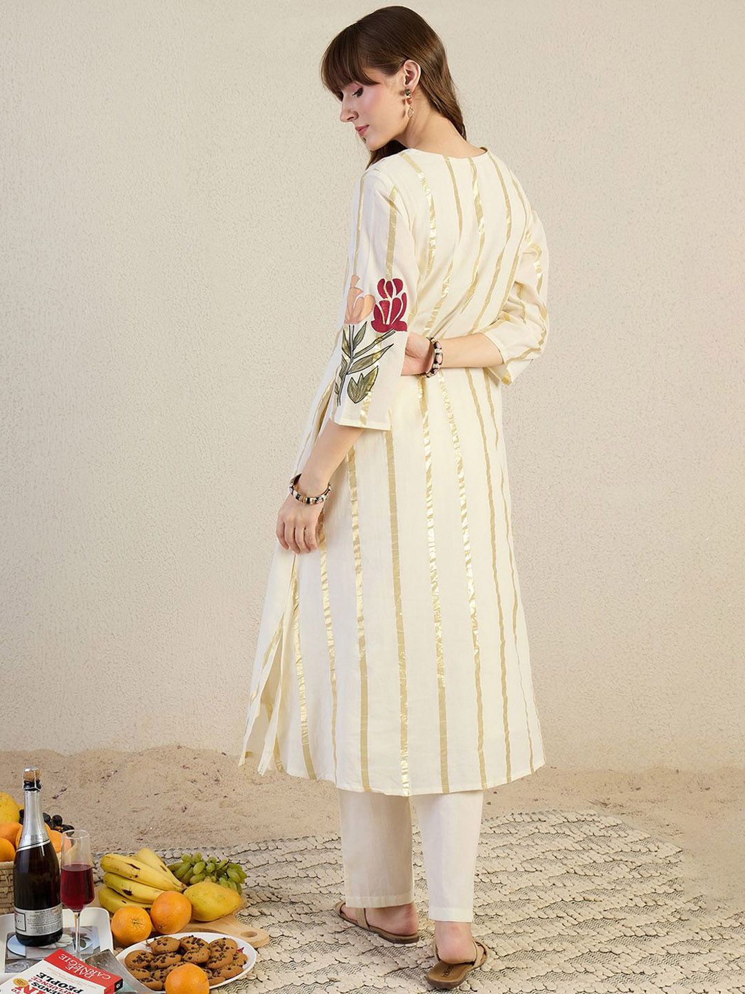 Dhiyona IE Printed Round Neck Top With Trousers Co-Ords