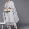 Indyancart VA Women's Grey Floral Embroidered Thread Work Kurta with Trousers & With Dupatta