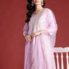 Dhiyona IE Ethnic Motifs Embroidered Thread Work Liva Kurta with Trousers & Dupatta