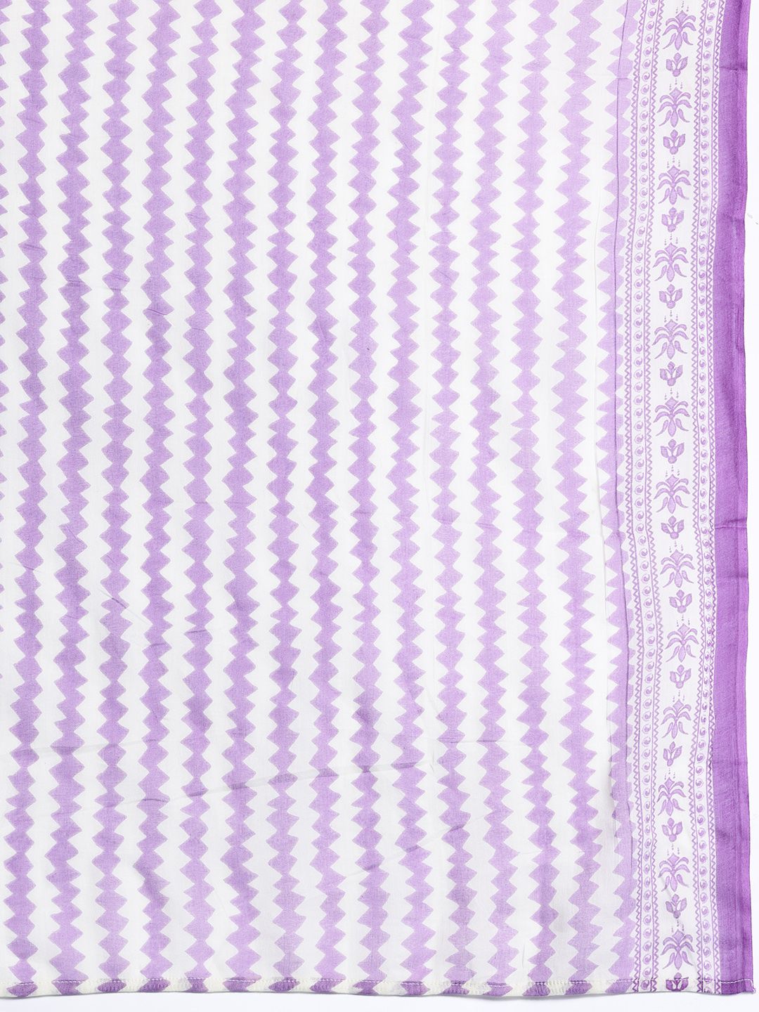 Indyancart IE Floral Printed Panelled Mirror Work Pure Cotton Kurta With Trousers & Dupatta