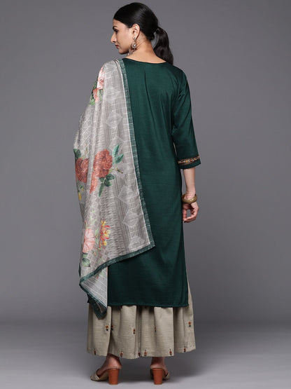 Indyancart VA Floral Yoke Design Thread Work Kurta with Sharara & With Dupatta