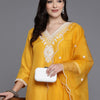 Dhiyona IE Women Yoke Design Regular Mirror Work Kurta with Trousers & Dupatta