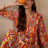 Dhiyona IE Women Printed Panelled Pure Cotton Kurta with Trousers