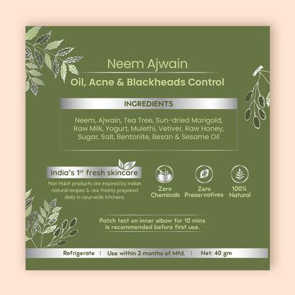 Nat Habit Neem Ajwain Ksheer Lepa, Clay Face Mask for Acne & Blemish Prone Skin, Ayurvedic Face Pack