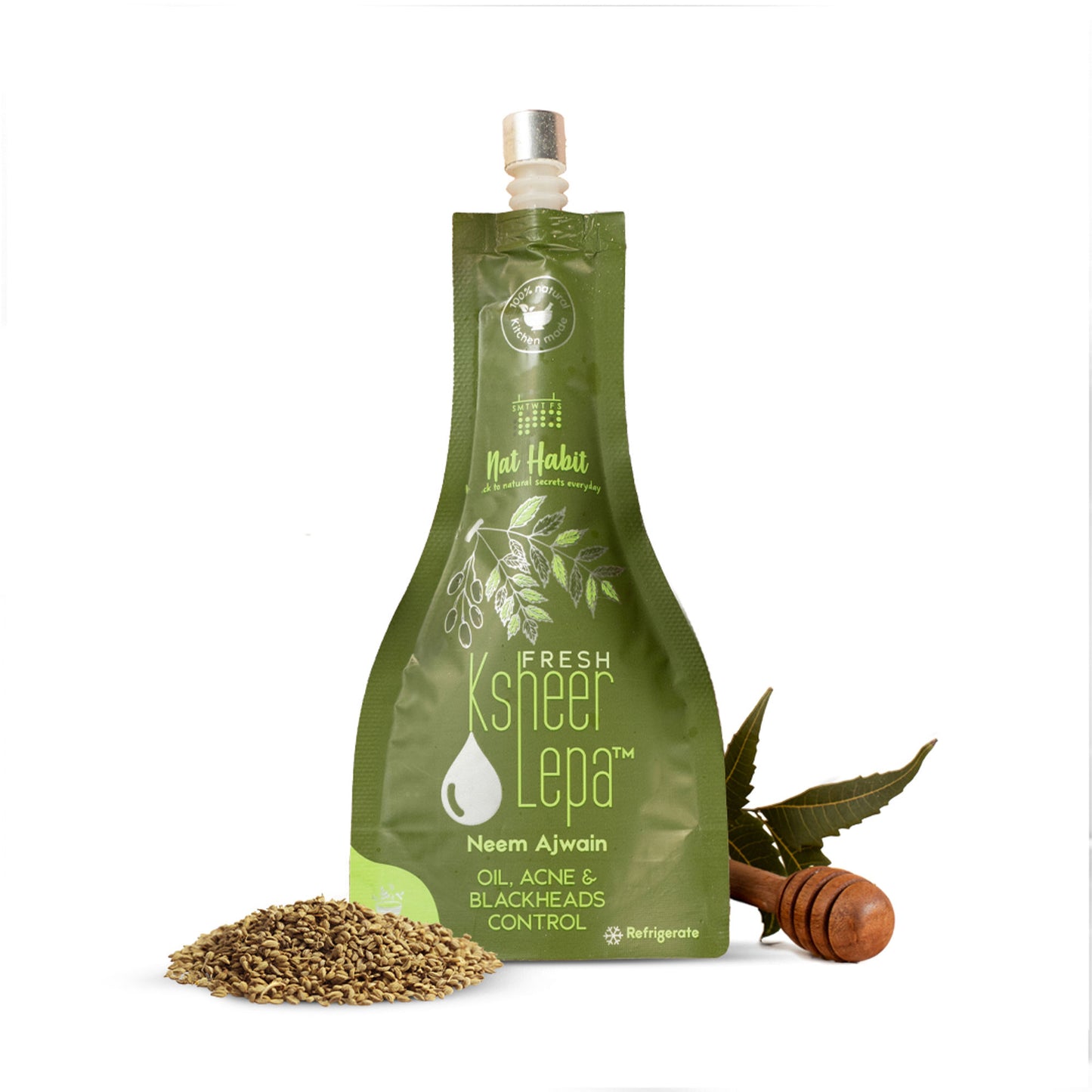 Nat Habit Neem Ajwain Ksheer Lepa, Clay Face Mask for Acne & Blemish Prone Skin, Ayurvedic Face Pack