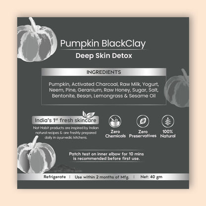 Nat Habit Pumpkin Black Clay Ksheer Lepa, Activated Charcoal Face Mask for Skin Detox,Clay Face Pack