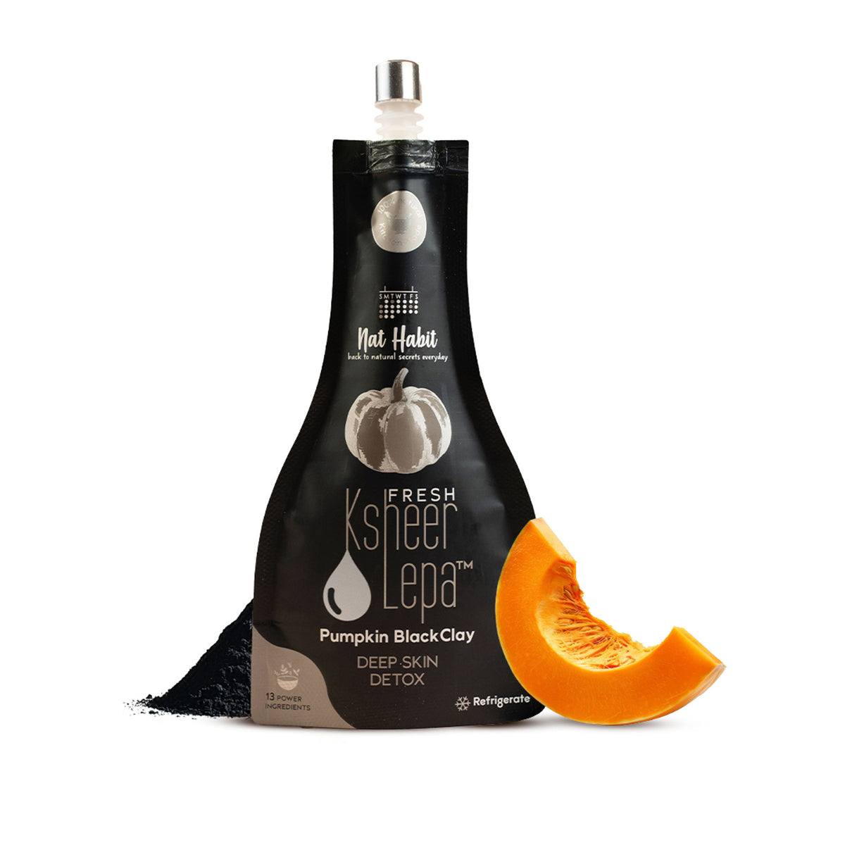 Nat Habit Pumpkin Black Clay Ksheer Lepa, Activated Charcoal Face Mask for Skin Detox,Clay Face Pack