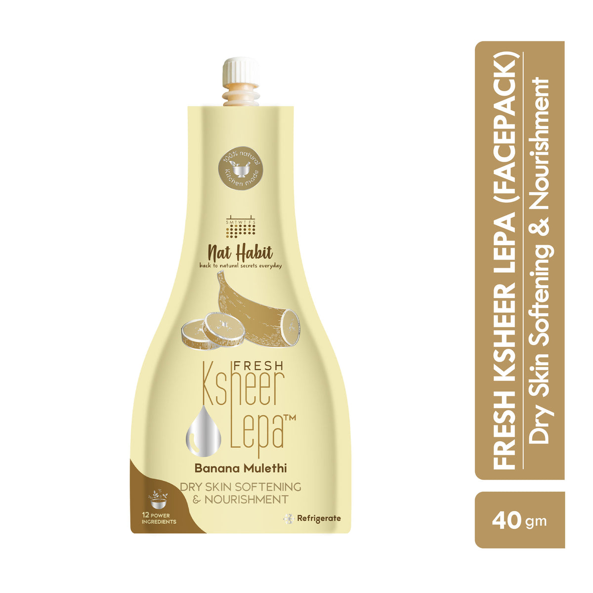 Nat Habit Banana Mulethi Ksheer Lepa, Clay Face Mask for Dry Skin Nourishment, Ayurvedic Face Pack