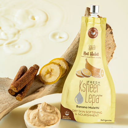 Nat Habit Banana Mulethi Ksheer Lepa, Clay Face Mask for Dry Skin Nourishment, Ayurvedic Face Pack