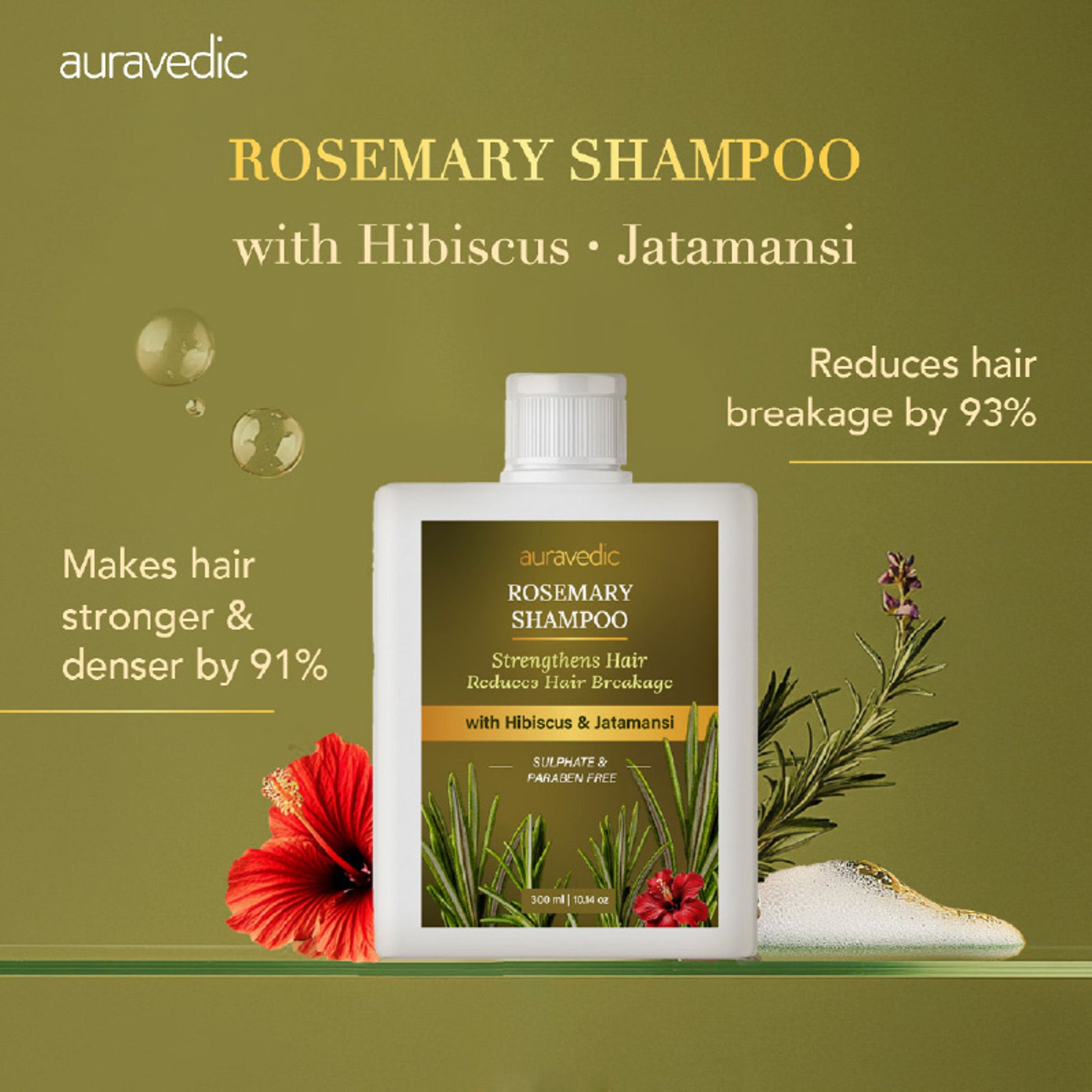 Auravedic Rosemary Shampoo For Hair Growth Anti Hair fall control shampoo