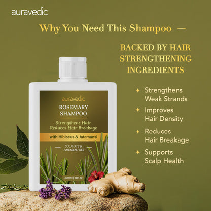 Auravedic Rosemary Shampoo For Hair Growth Anti Hair fall control shampoo