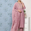 Dhiyona VA Women's Mauve Floral Embroidered Sequinned Kurta with Trousers & With Dupatta