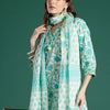 Dhiyona IE Women Floral Printed Mirror Work Pure Cotton Kurta with Trousers & Dupatta