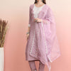 Dhiyona IE Floral Embroidered Round Neck Thread Work Straight Kurta with Trousers & Dupatta
