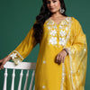 Indyancart IE Plus Size Floral Embroidered Thread Work Kurta with Trousers & With Dupatta